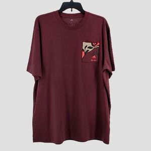 Adidas Mens Large Mercedes Petronas F1 T Shirt Maroon 100% Cotton Pocket Graphic